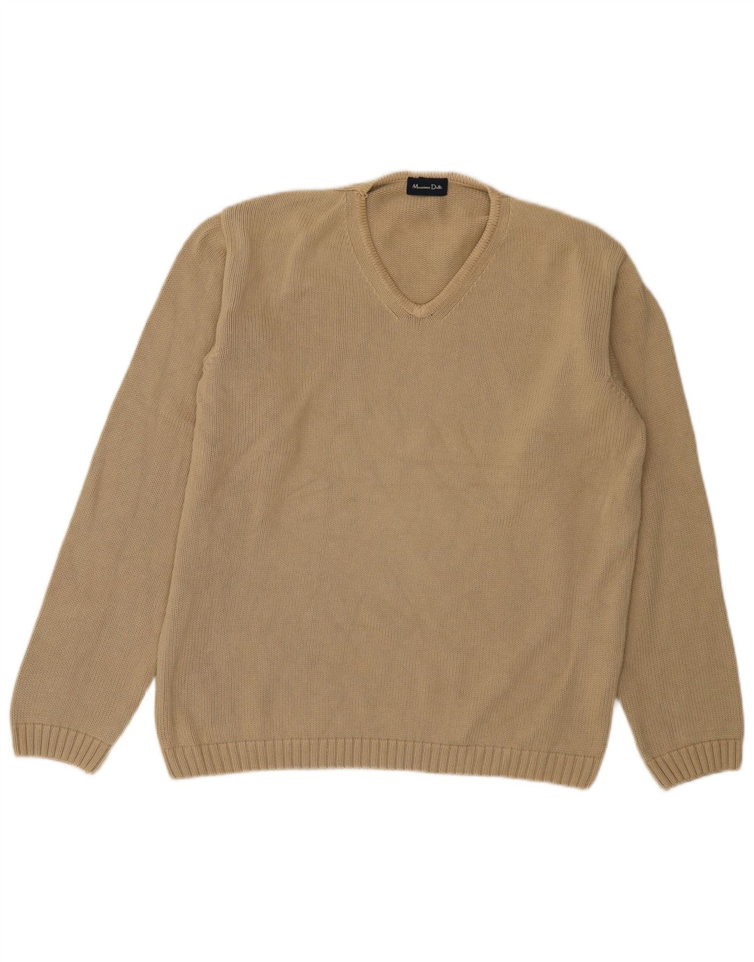 Massimo Dutti Pull col V pour homme en coton beige Large