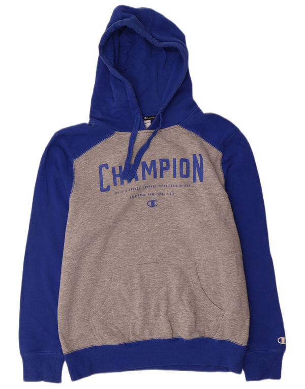 Champion Pull à capuche graphique pour homme en coton color block Bleu Taille L