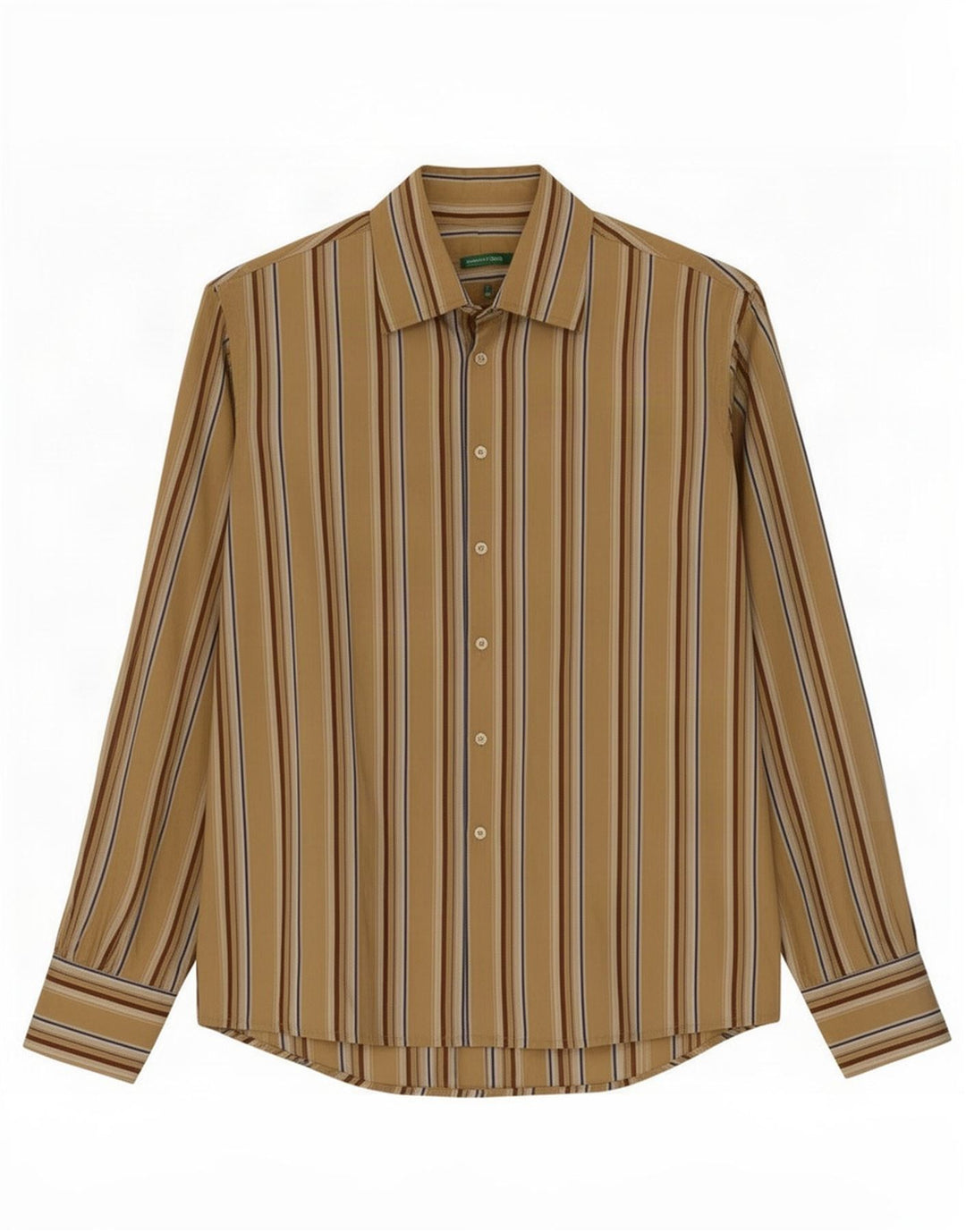 Benetton Chemise Beige Moyen Rayé Homme