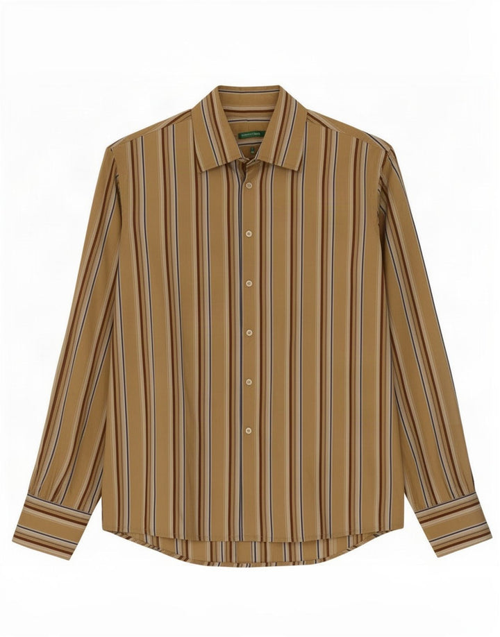 Benetton Chemise Beige Moyen Rayé Homme