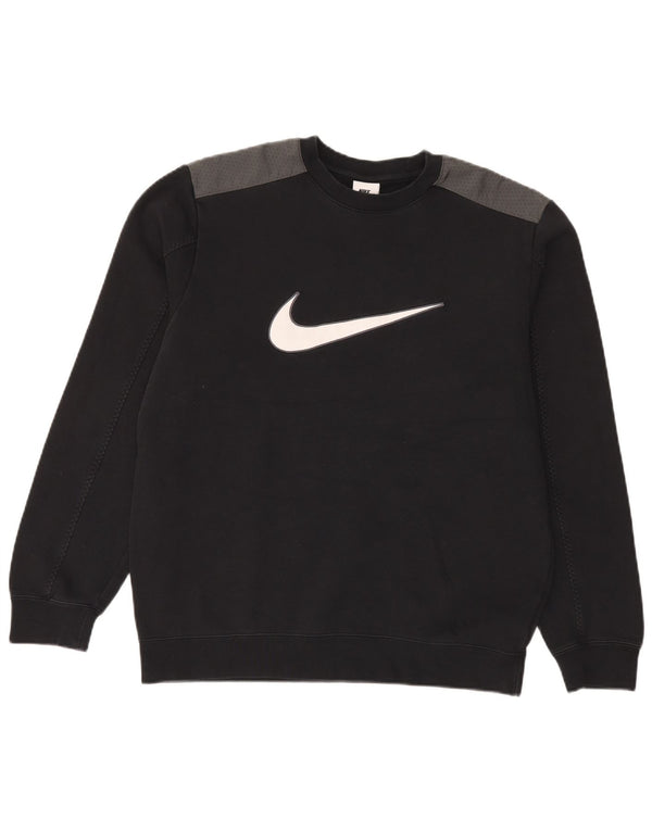 Nike Sweat-shirt graphique en coton color block noir moyen pour homme
