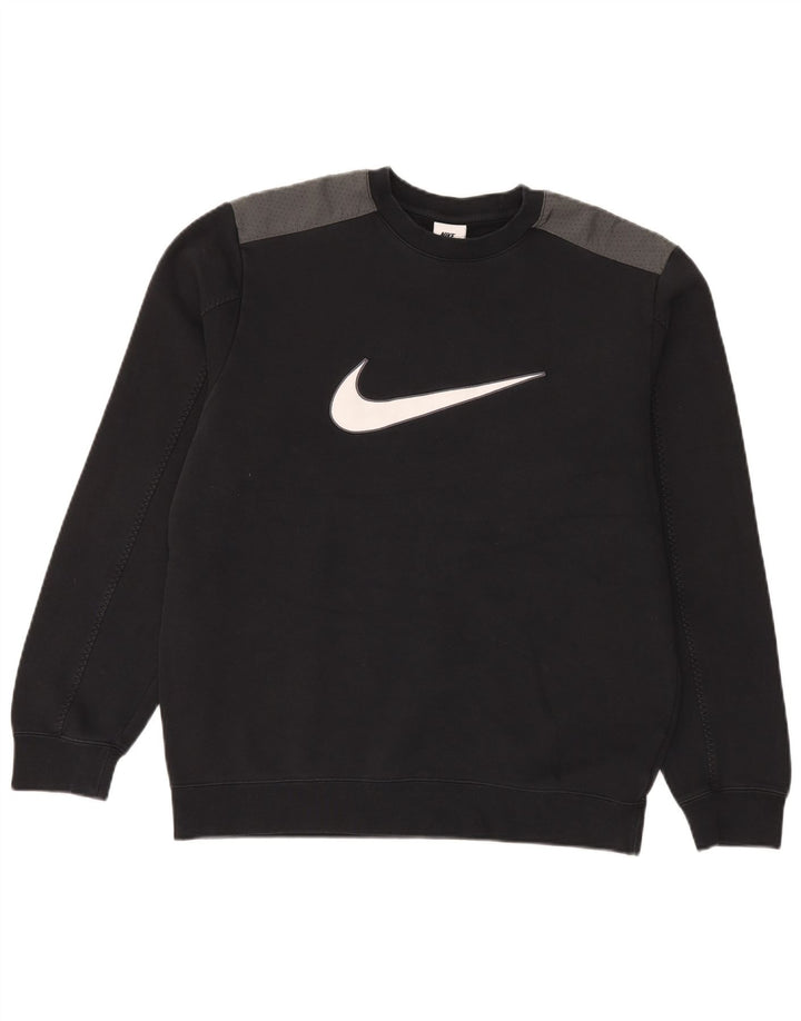 Nike Sweat-shirt graphique en coton color block noir moyen pour homme