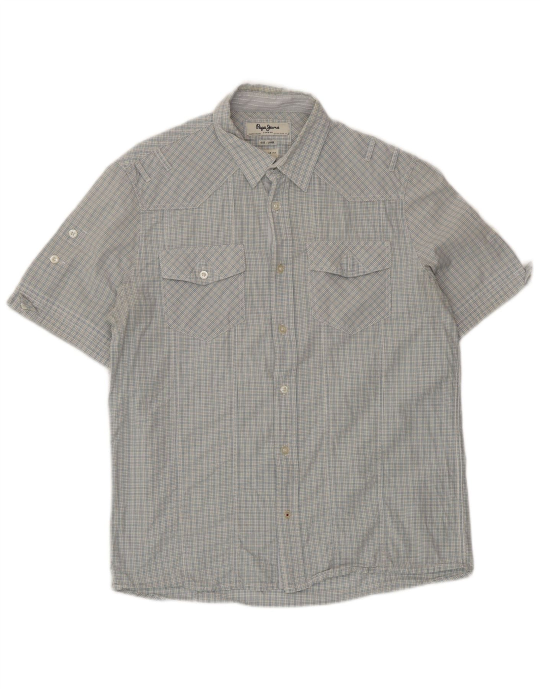 PEPE Jeans Chemise à manches courtes pour homme, coupe classique, grands carreaux bleus