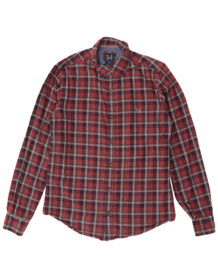 Crew Clothing Chemise en flanelle pour homme en coton à petits carreaux rouges