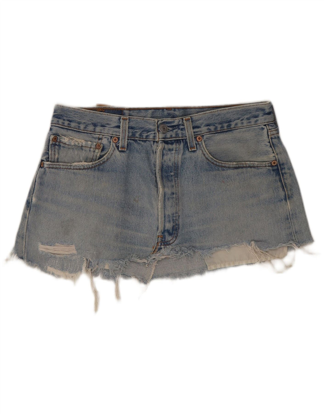 Levi's Mini Jupe en Jean 501 Distressed W31 Femme Bleu Moyen Coton