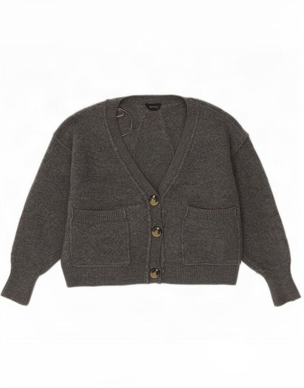 Topshop Cardigan court surdimensionné pour femme UK 8 petit gris acrylique