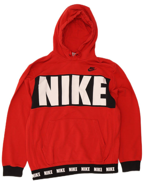 Nike Pull à capuche graphique pour homme en coton color block Rouge Taille L