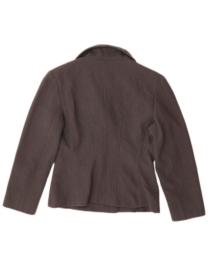 vintage Femmes Crop Double Breasted Blazer Veste UK 14 Gris Moyen