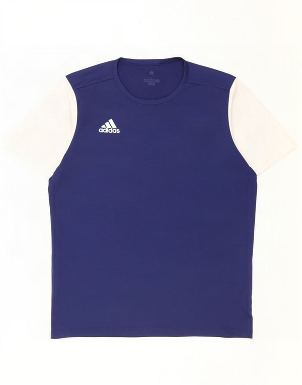 Adidas Hommes Climalite T-Shirt Haut Large Bleu Marine Colorblock Polyester