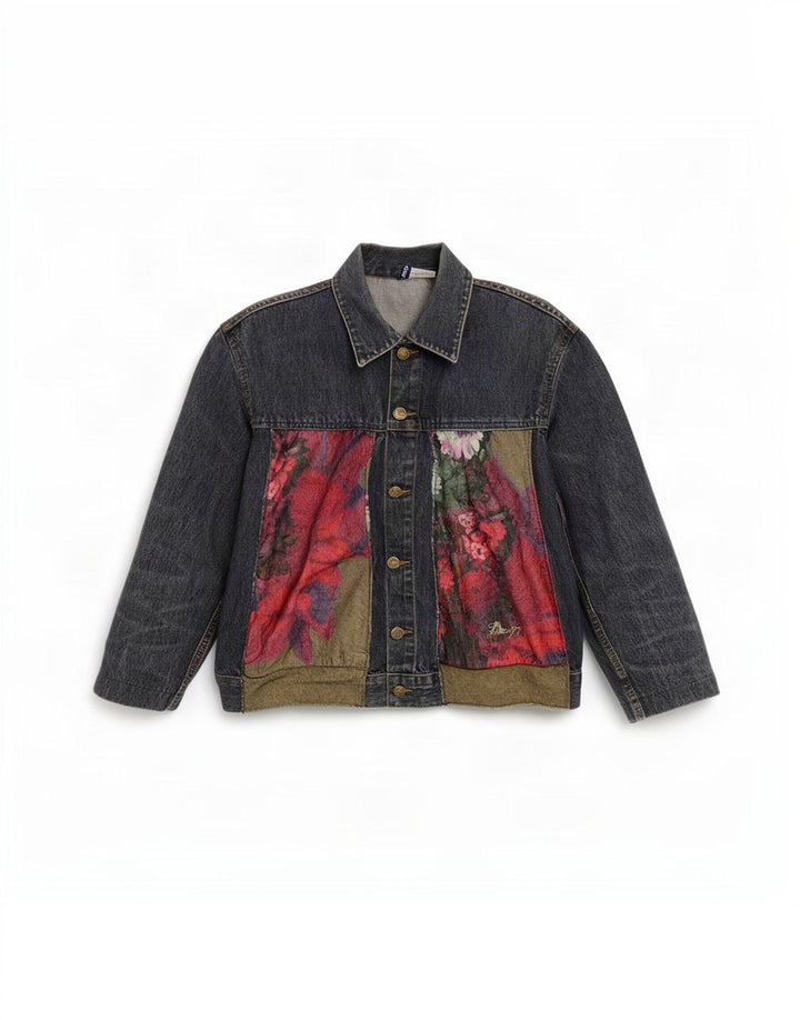 Divided Womens By H&M Veste en jean UK 14 Coton fleuri bleu moyen