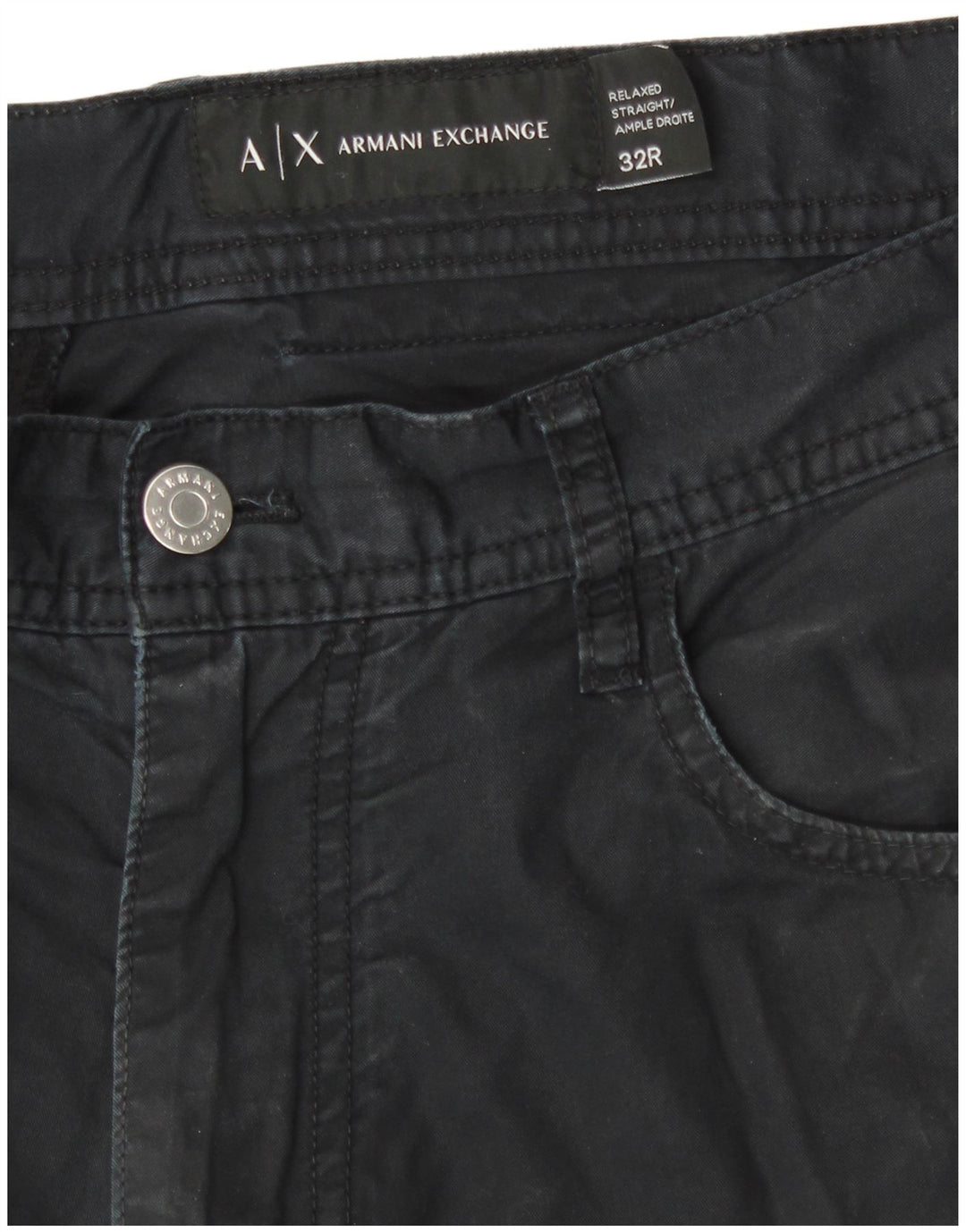 Armani Exchange Pantalon décontracté droit pour homme W32 L30 Noir Coton