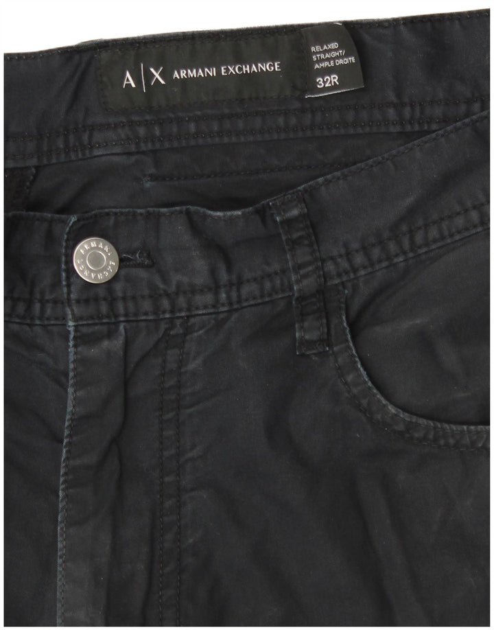 Armani Exchange Pantalon décontracté droit pour homme W32 L30 Noir Coton