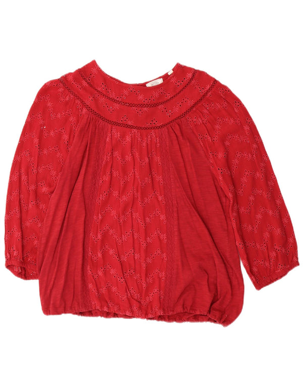 FAT FACE Chemisier à manches 3/4 pour femme UK 14 Grand coton floral rouge