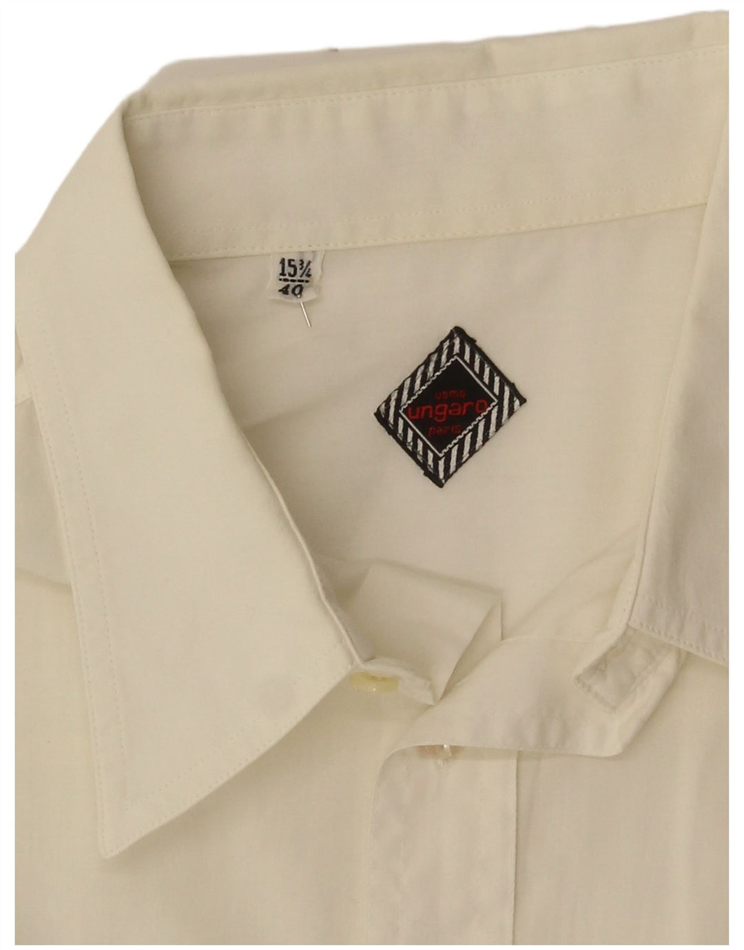 Ungaro Chemise à manches courtes pour homme Taille 40 15 3/4 Blanc moyen