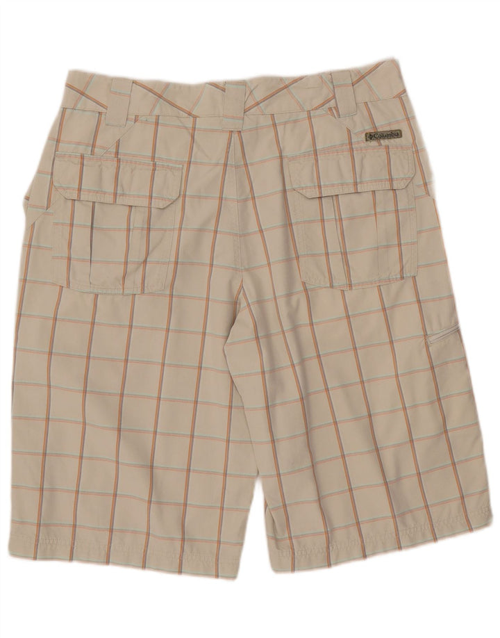 COLUMBIA Short cargo pour homme W34 en coton à carreaux beiges