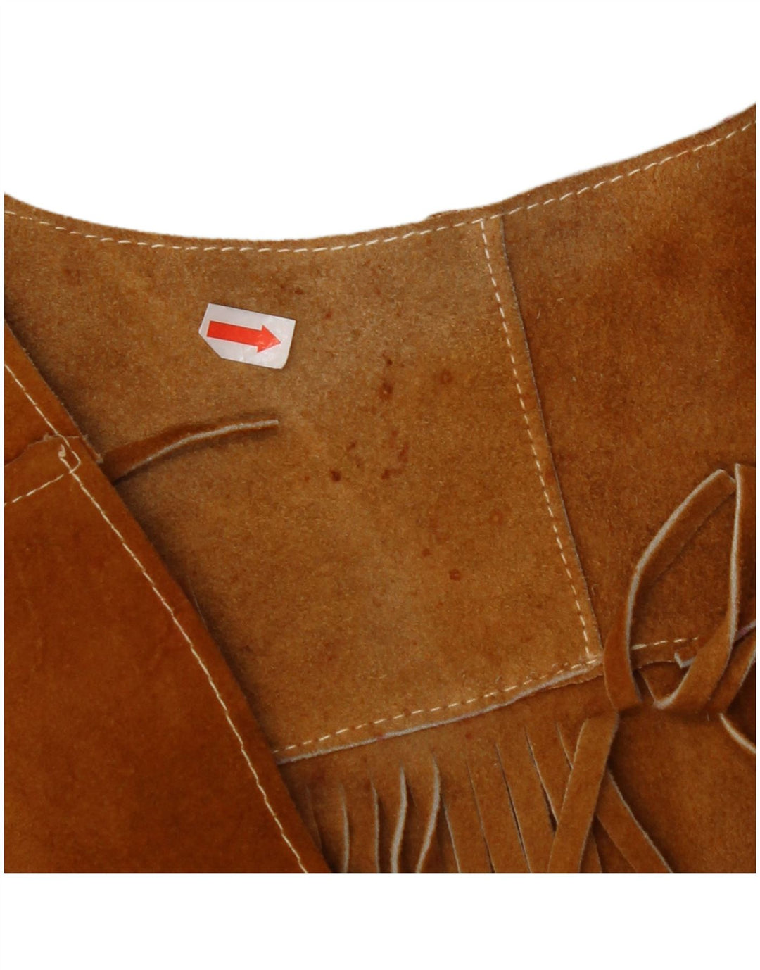 VINTAGE Gilet en daim femme UK 10 Petit Marron