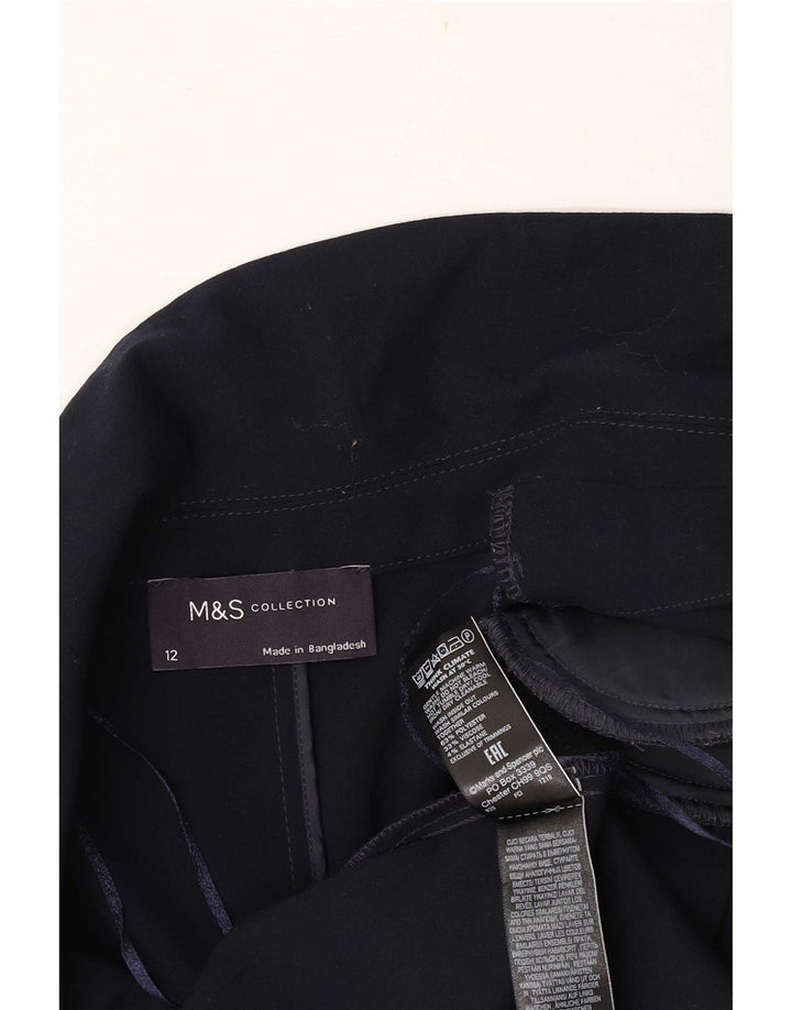 Marks & Spencer Veste blazer ouverte à manches 3/4 pour femme UK 12 Bleu marine moyen