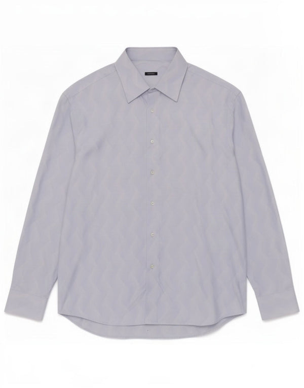 Roccobarocco Chemise Homme Taille 44 XL Bleu Géométrique Coton