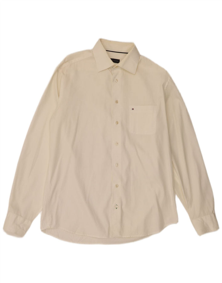 Tommy Hilfiger Chemise Homme Taille 39 15 1/2 Moyen Off White Coton
