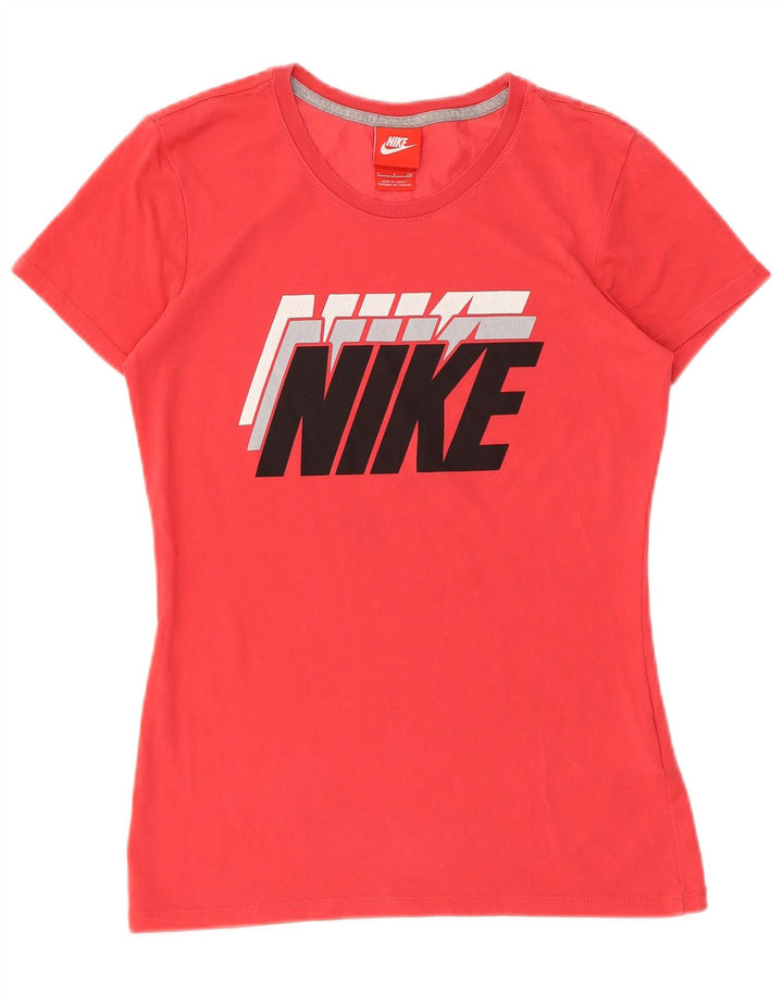 Nike T-shirt graphique pour femme UK 10 Petit coton rouge
