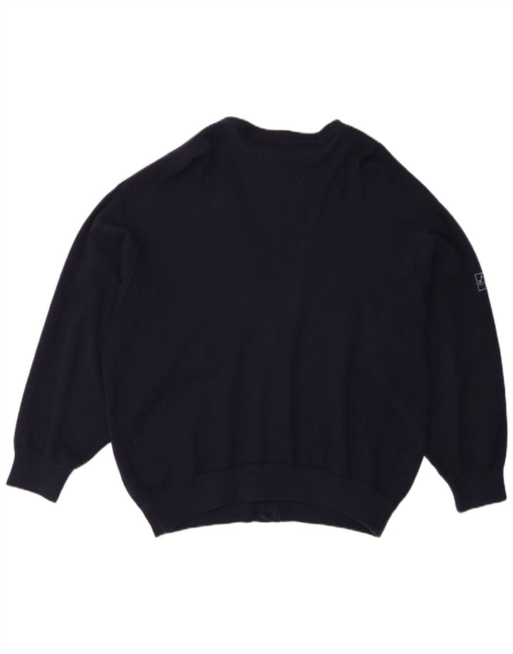 Milan Cardigan Homme Pull EU 52 Grande Laine Vierge Bleu Marine