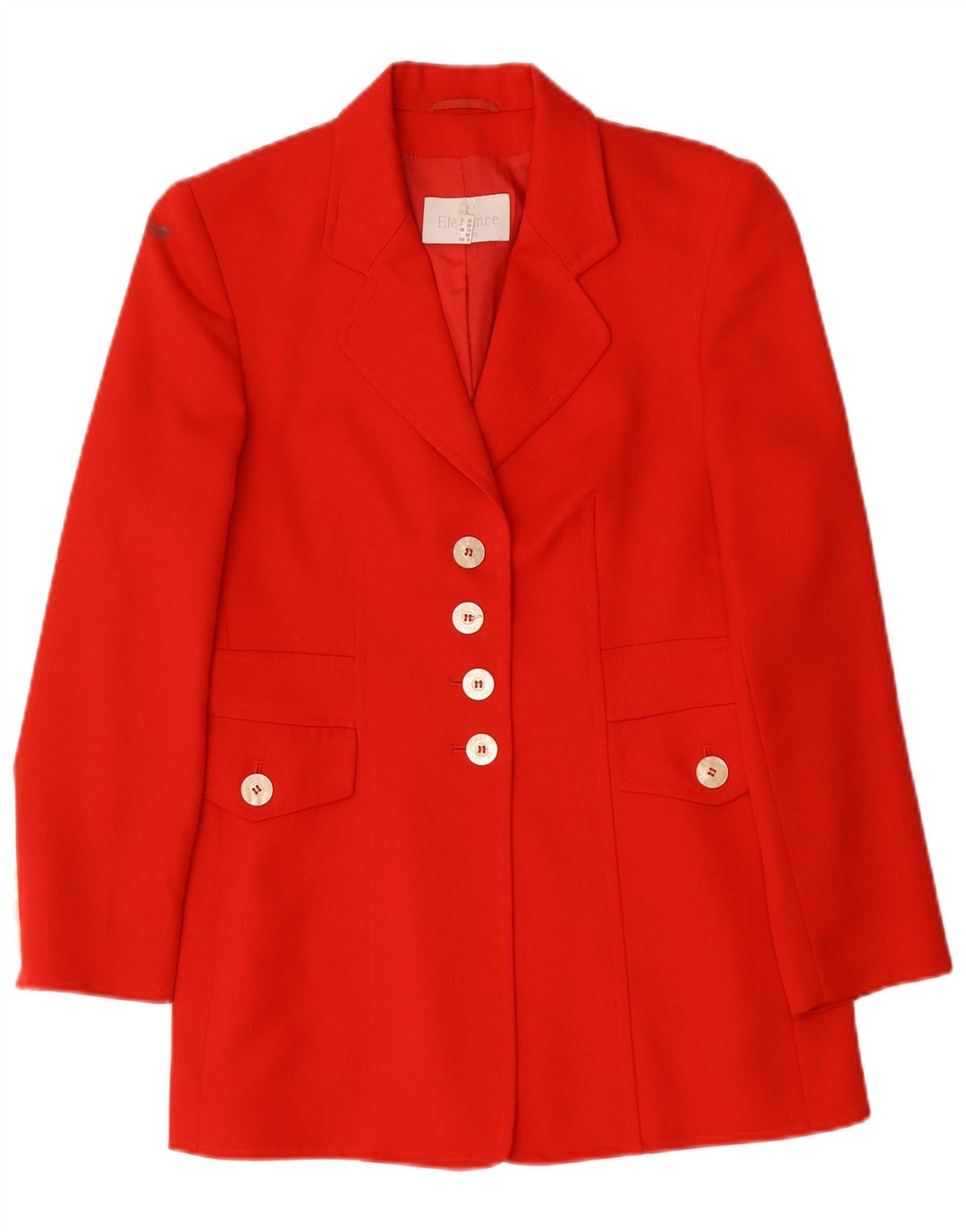 Elegance Veste Blazer 4 Boutons pour Femme UK 10 Petite Laine Vierge Rouge