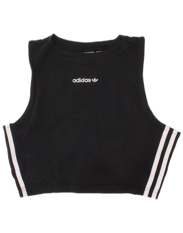 Adidas Womens Crop Vest Top UK 10 Petit Noir Coton