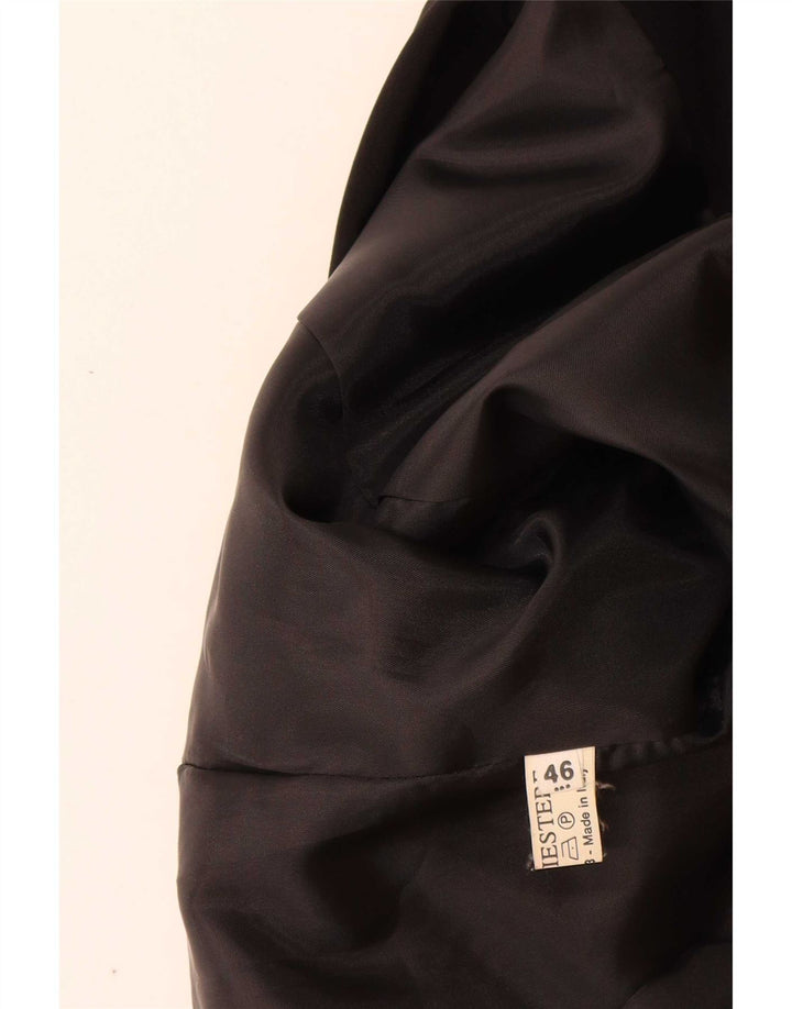 vintage Femme 3 Bouton Blazer Veste IT 46 Grand Polyester Noir