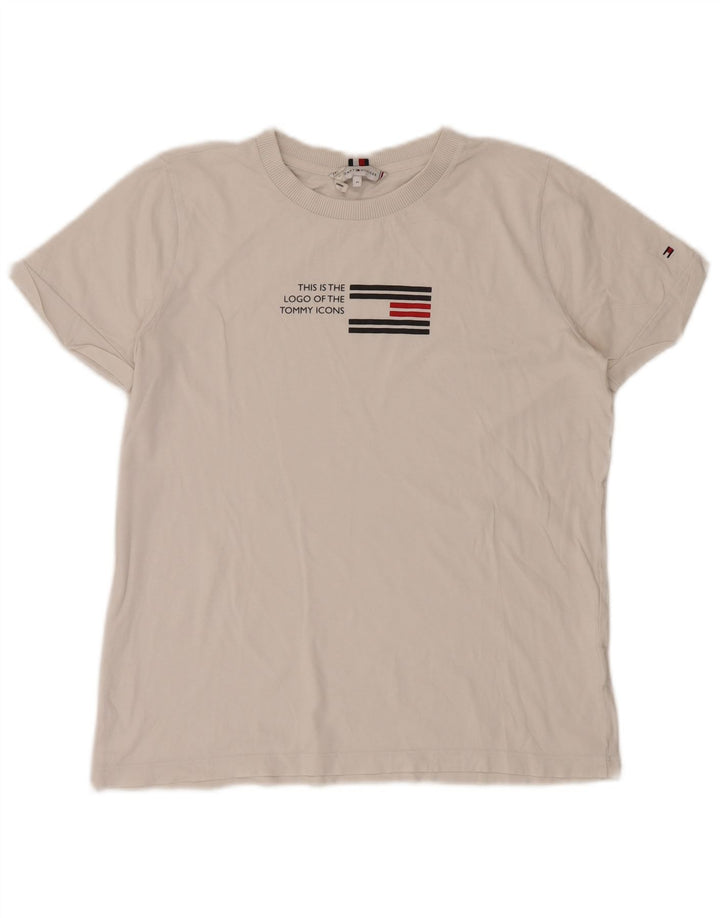 Tommy Hilfiger T-shirt graphique pour femme UK 14 Blanc moyen