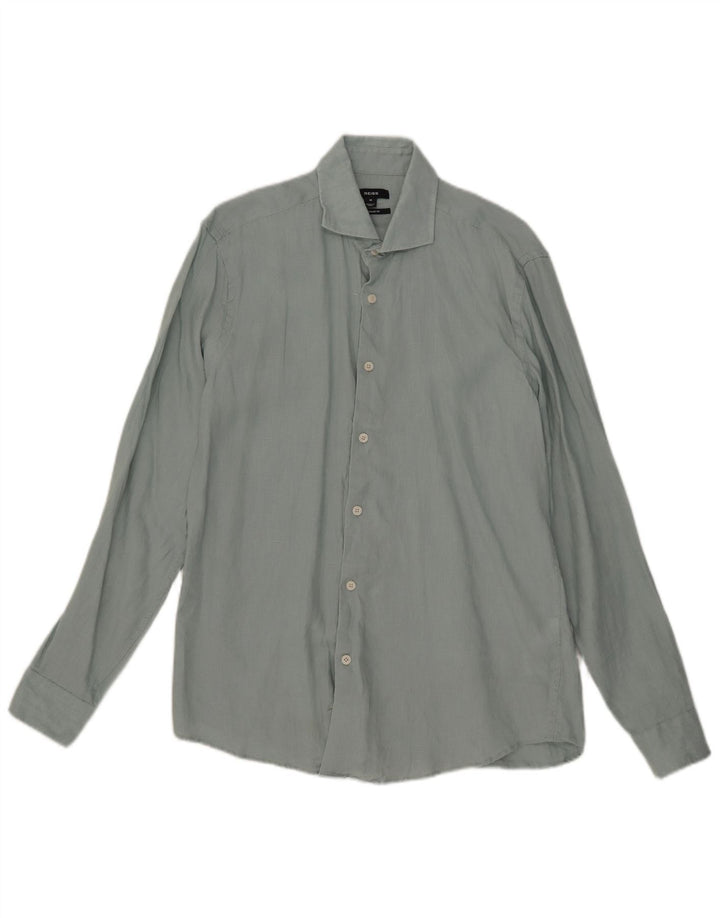 Reiss Chemise Regular Fit Homme Bleu Moyen Lin