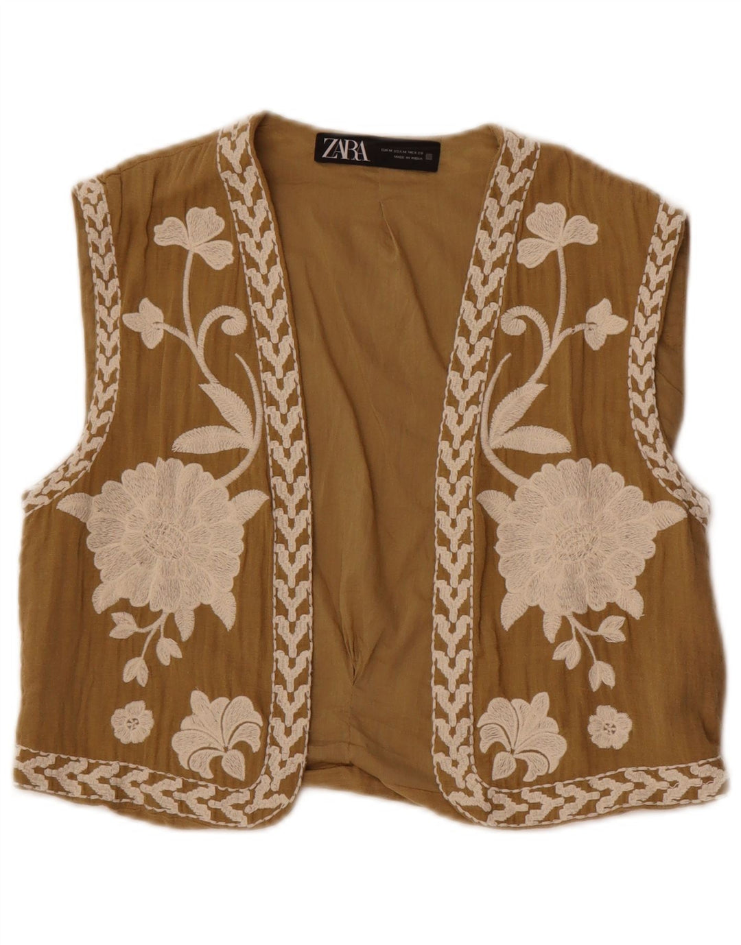Zara Femme Gilet UK 12 Medium Beige Floral