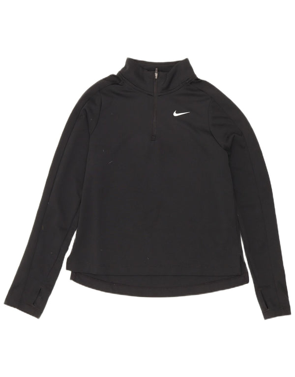 Haut de survêtement Nike Dri Fit à col zippé pour fille 10-11 ans Noir moyen
