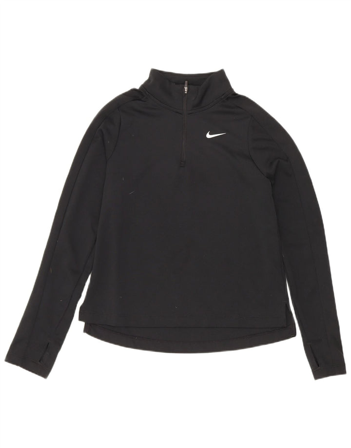 Haut de survêtement Nike Dri Fit à col zippé pour fille 10-11 ans Noir moyen