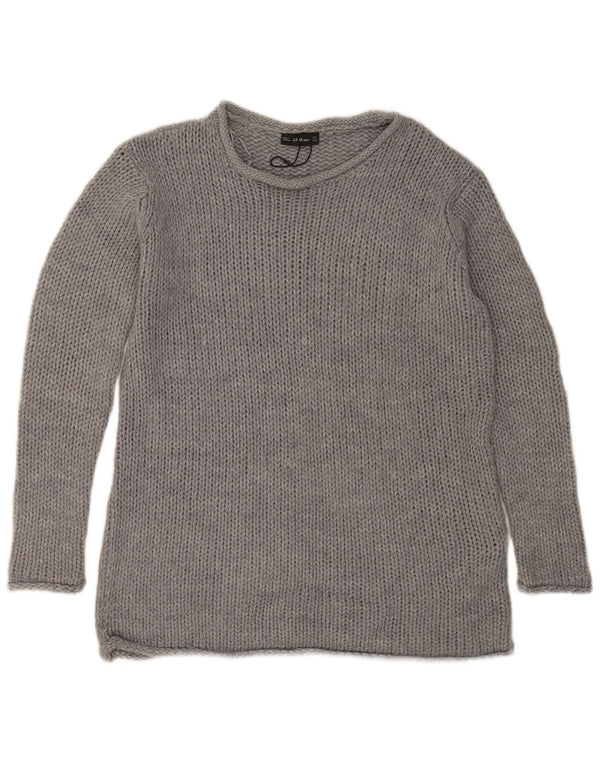Zara Femme Pull Oversize Col Bateau UK 10 Petit Gris Acrylique
