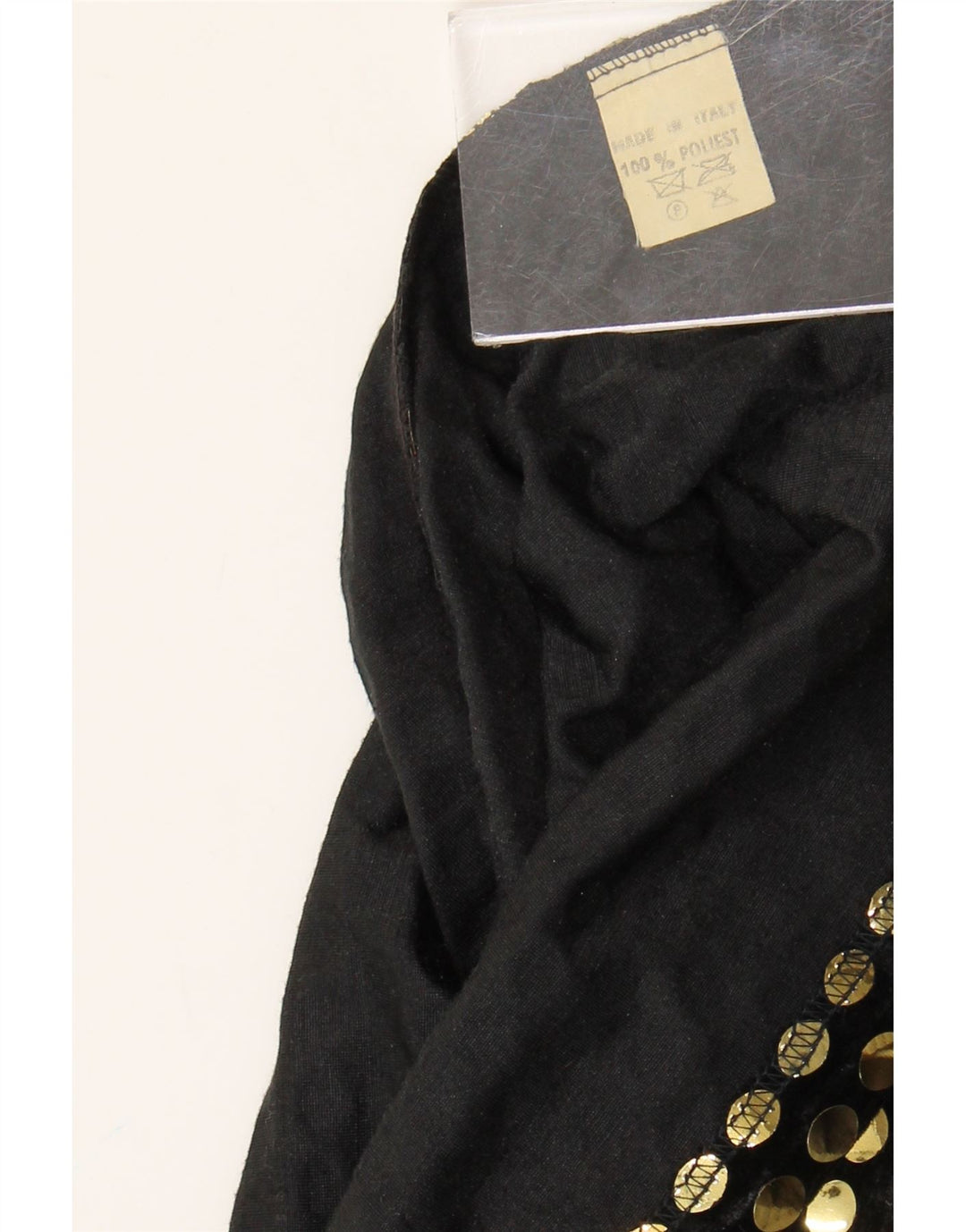 vintage Femmes Blouse Sans Manches Top UK 10 Petit Polyester Noir