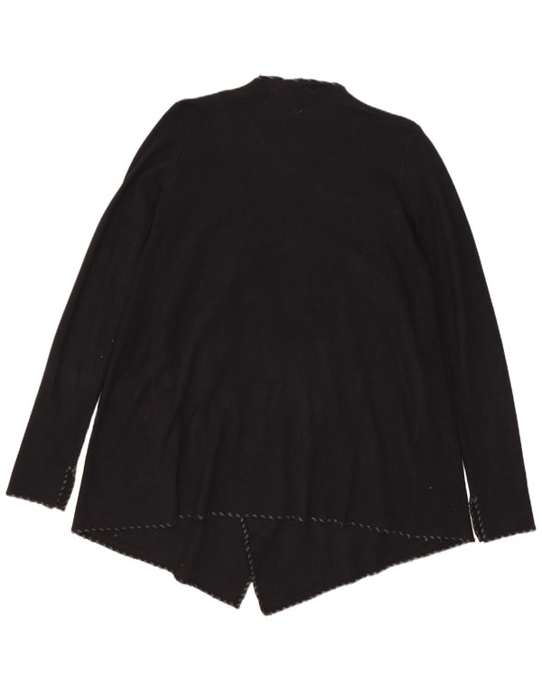 Zara Femme Cardigan Ouvert Asymétrique Pull UK 12 Moyen Noir Polyester