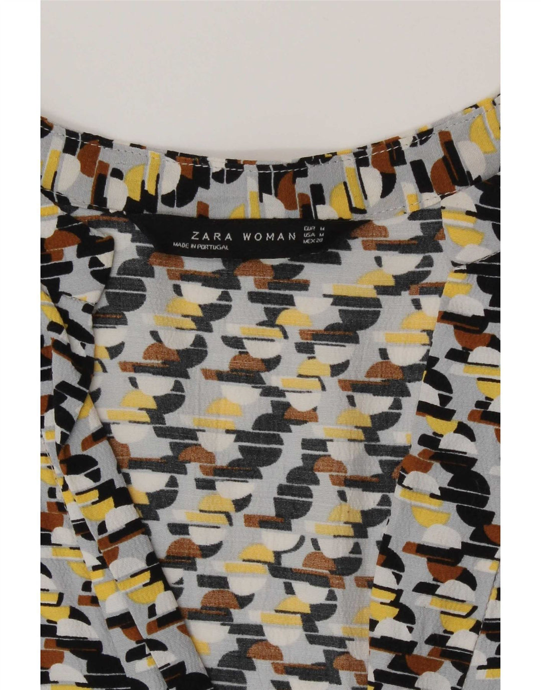 Zara Robe droite à manches 3/4 pour femme UK 14 Medium Multicolore Géométrique