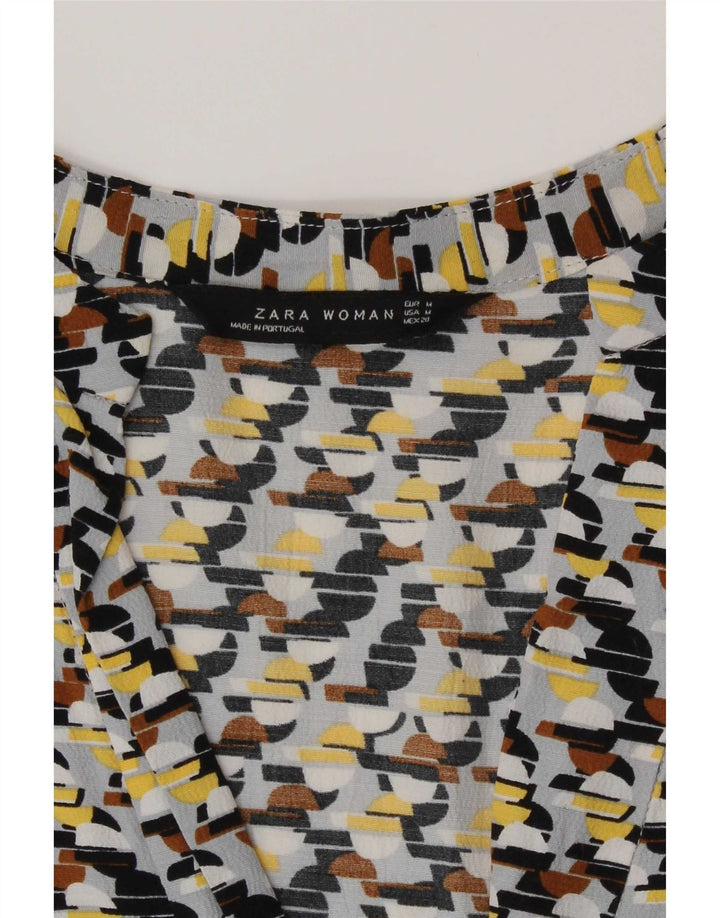 Zara Robe droite à manches 3/4 pour femme UK 14 Medium Multicolore Géométrique