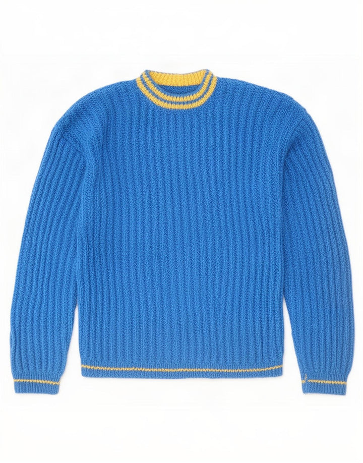 vintage Mens Crew Neck Jumper Pull Grand Bleu
