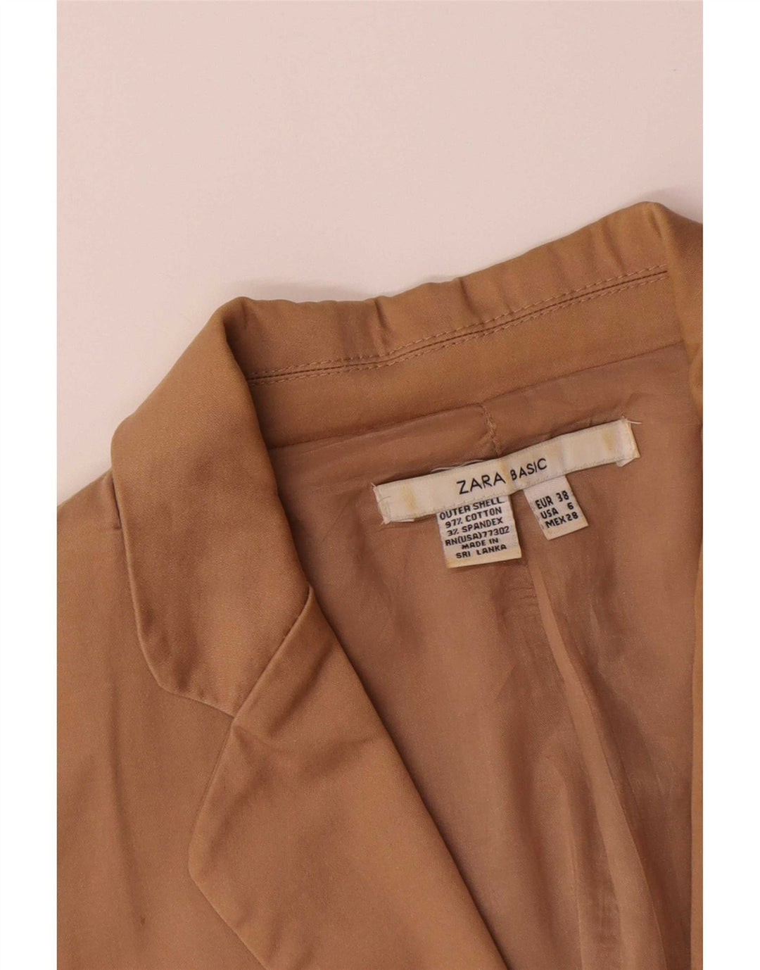Zara Veste Blazer 1 Bouton Femme EU 38 Petit Coton Marron