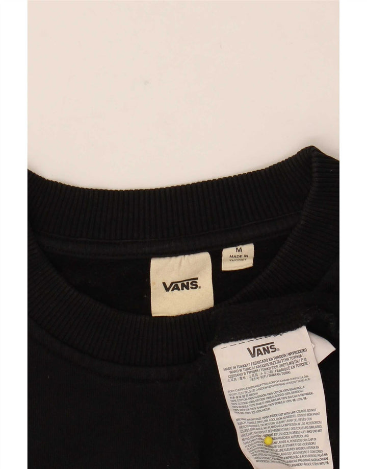 Vans Femmes Crop Graphic Sweatshirt Jumper UK 14 Moyen Noir Géométrique