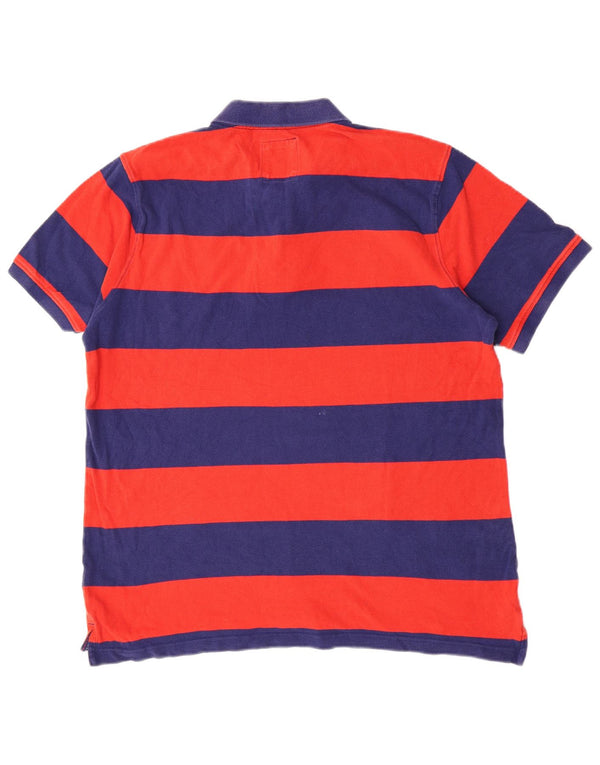 Crew Clothing Polo à manches courtes pour homme XL en coton rayé rouge