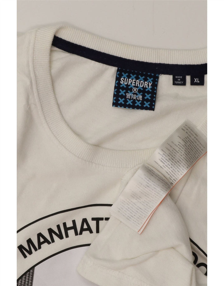 SUPERDRY T-Shirt Graphique Femme UK 18 XL Blanc Coton