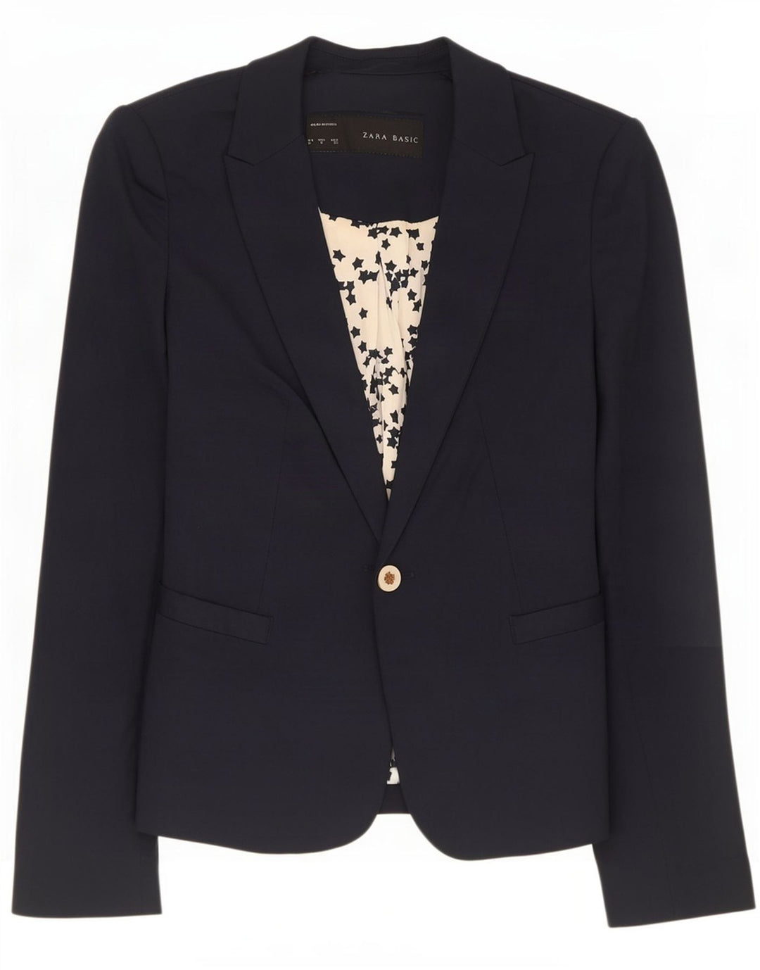 Zara Femme 1 Bouton Blazer Veste UK 10 Petit Bleu Marine