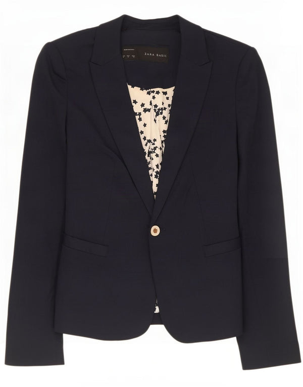 Zara Femme 1 Bouton Blazer Veste UK 10 Petit Bleu Marine