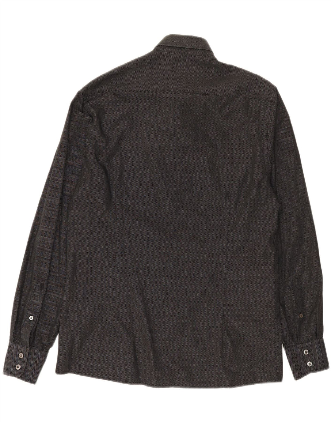 JAEGER Mens Tailored Shirt Size 15 Medium Black Chevron Cotton