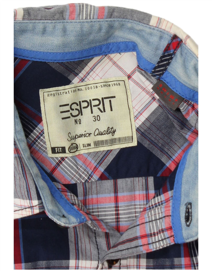 Esprit Chemise Slim Fit Homme Bleu Marine Moyen Carreaux Coton