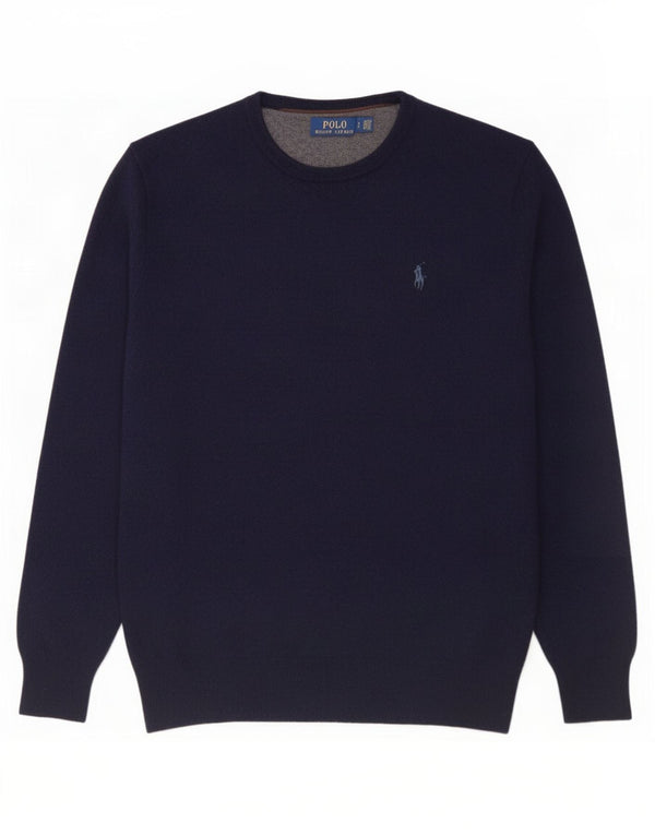 Polo Ralph Lauren Pull à col rond pour homme en laine bleu marine