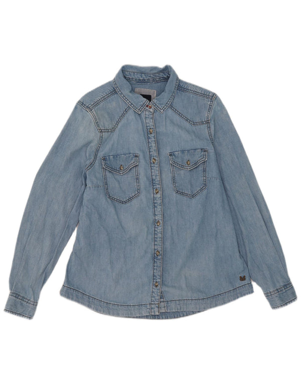 Crew Clothing Chemise en jean pour femme UK 14 Large Bleu Coton