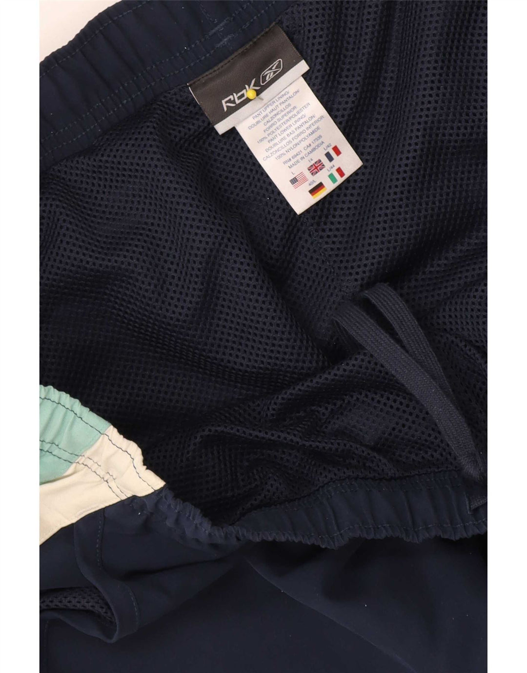 Reebok Pantalon De Survêtement Regular Femme UK 14 Large Bleu Marine Colourblock